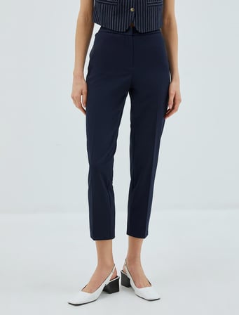 Cigarette Kumaş Pantolon Crop Düz Paça