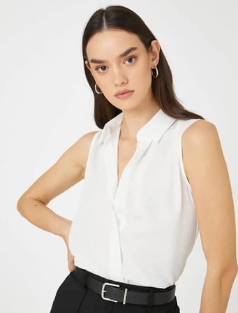 3SAK60026UW Koton Kadın T-shirt KIRIK BEYAZ