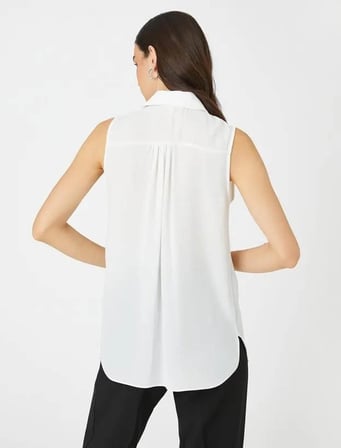 3SAK60026UW Koton Kadın T-shirt KIRIK BEYAZ