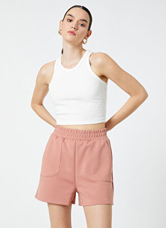 Koton Lastikli Bel Standart Gül Kurusu Kadın Şort 3SAK70004EK