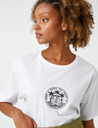 3SAL10021IK Koton Kadın T-shirt EKRU