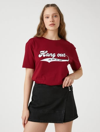 3SAL10117IK Koton Kadın T-shirt BORDO