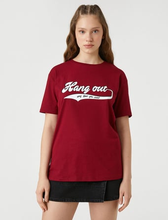 3SAL10117IK Koton Kadın T-shirt BORDO