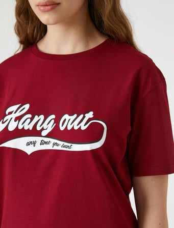 3SAL10117IK Koton Kadın T-shirt BORDO