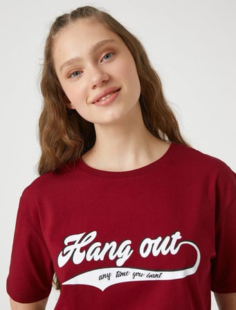 3SAL10117IK Koton Kadın T-shirt BORDO