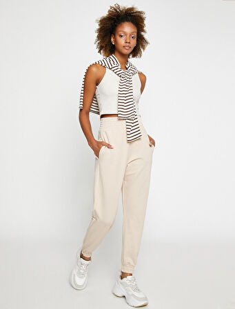 Jogger Eşofman Altı Cep Detaylı Ekstra Yüksek Bel