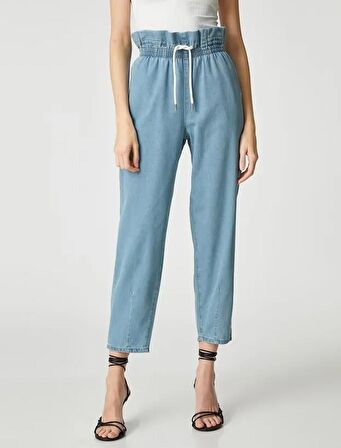 3SAL40038MD Koton Kadın Kanvas Pantolon AÇIK İNDİGO