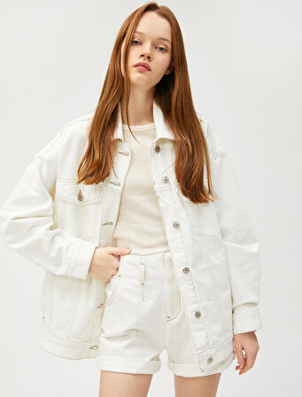 Oversize Kot Ceket Cep Detaylı Gömlek Yaka Pamuklu