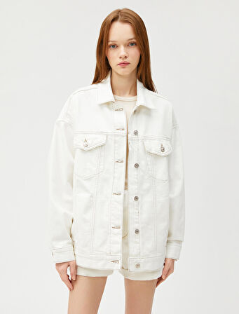 Oversize Kot Ceket Cep Detaylı Gömlek Yaka Pamuklu