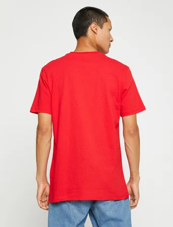 Basic Tişört Slim Fit Bisiklet Yaka Kısa Kollu Pamuklu
