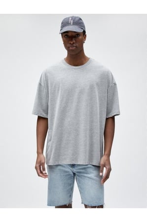 Basic Oversize Tişört Bisiklet Yaka Kısa Kollu