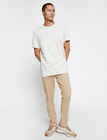 Basic Gabardin Pantolon Slim Fit Düğme Detaylı Cepli