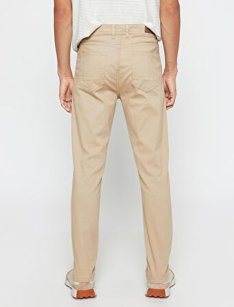 Basic Gabardin Pantolon Slim Fit Düğme Detaylı Cepli