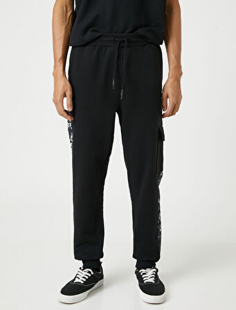 Kargo Cepli Eşofman Altı Kamuflaj Desenli Beli Bağcıklı