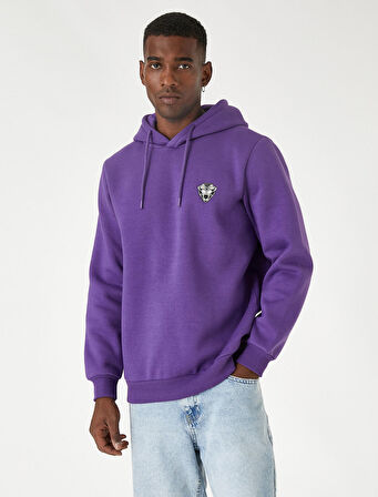 Hayvan Baskılı Sweatshirt Kapşonlu