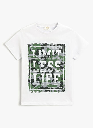 Koton Baskılı Beyaz Erkek Çocuk T-Shirt 3SKB10029TK