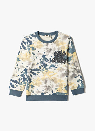 Koton Yeşil Erkek Çocuk Bisiklet Yaka Uzun Kollu Baskılı Sweatshirt 3SKB10122TK