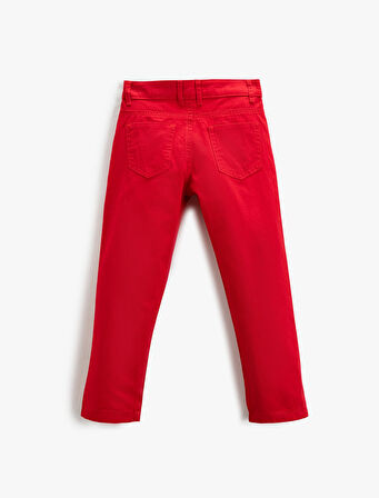 Chino Pantolon Cepli Slim Fit Pamuklu Beli Ayarlanabilir Lastikli 