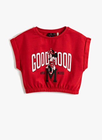 Koton Kırmızı Kız Çocuk Bisiklet Yaka Kısa Kollu Baskılı T-Shirt 3SKG10033AK