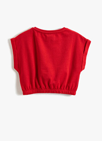 Koton Kırmızı Kız Çocuk Bisiklet Yaka Kısa Kollu Baskılı T-Shirt 3SKG10033AK