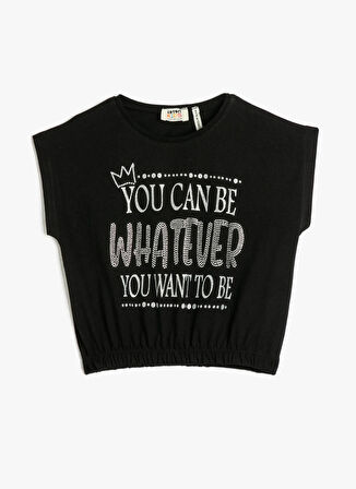 Koton Baskılı Siyah Kız Çocuk T-Shirt 3SKG10063AK
