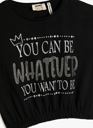 Koton Baskılı Siyah Kız Çocuk T-Shirt 3SKG10063AK