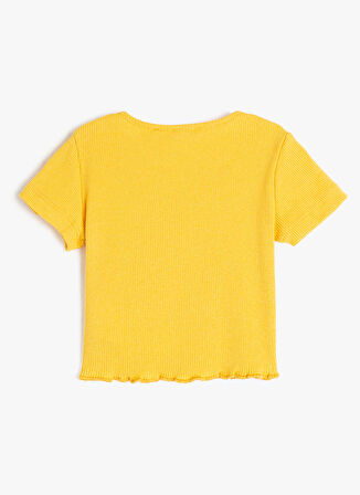 Koton Sarı Kız Çocuk Bisiklet Yaka Kısa Kollu Baskılı T-Shirt 3SKG10077AK