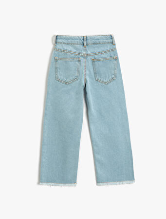 Bol Paça Kot Pantolon Pamuklu Cepli - Boot Cut Jean Beli Ayarlanabilir Lastikli
