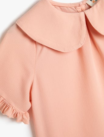 Bebe Yaka Bluz Fırfır Detaylı Kısa Kollu