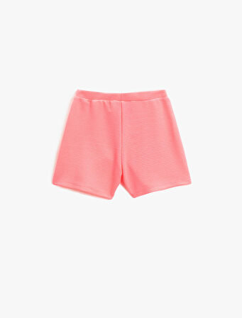 Basic Mini Şort Etek Kruvaze Beli Lastikli Dokulu