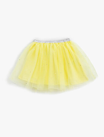 Tütü Mini Etek Parıltılı Astarlı Beli Parlak Lastikli
