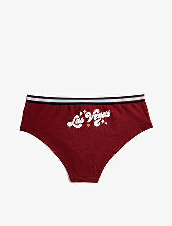 Pamuklu Hipster Külot Slogan Baskılı Ribanalı