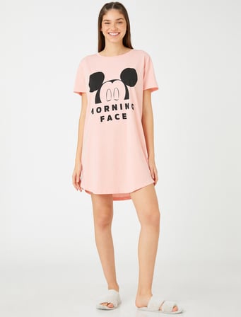 Mickey Mouse Baskılı Gecelik Kısa Kollu Disney Lisanslı