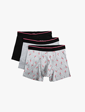 3'lü Boxer Seti Flamingo Baskılı