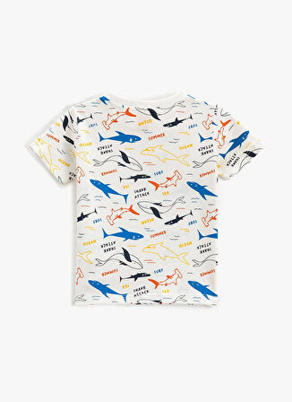 Koton Ekru Erkek Bebek Bisiklet Yaka Kısa Kollu Baskılı T-Shirt 3SMB10052TK