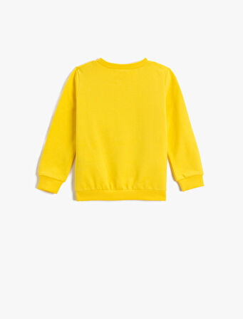 Dinozor Baskılı Sweatshirt Uzun Kollu Bisiklet Yaka 