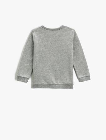 Baskılı Sweatshirt Uzun Kollu Bisiklet Yaka