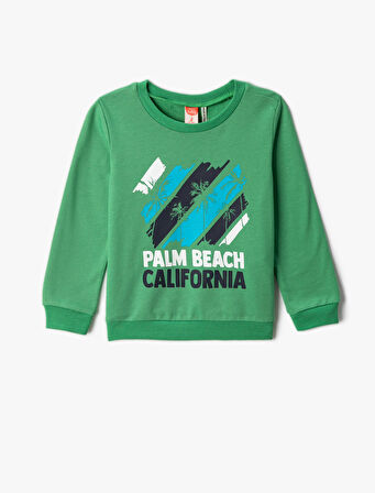 Baskılı Sweatshirt Uzun Kollu Bisiklet Yaka