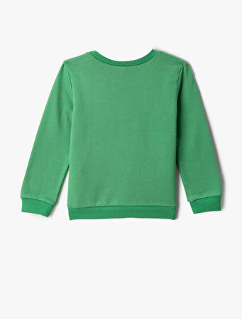 Baskılı Sweatshirt Uzun Kollu Bisiklet Yaka