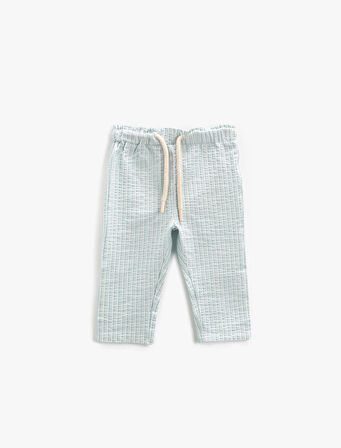 Pantolon Slim Fit Beli Bağlamalı Dokulu