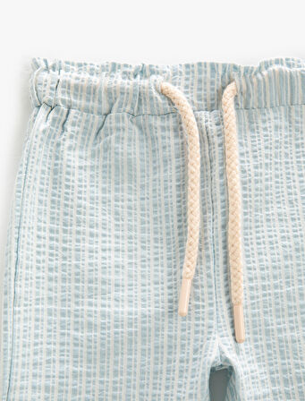 Pantolon Slim Fit Beli Bağlamalı Dokulu