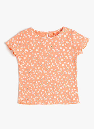 Koton Pembe Kız Bebek Bisiklet Yaka Karpuz Kollu Desenli T-Shirt 3SMG10004AK