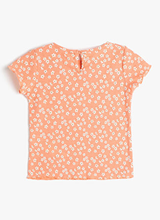 Koton Pembe Kız Bebek Bisiklet Yaka Karpuz Kollu Desenli T-Shirt 3SMG10004AK