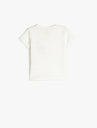 Tişört Kısa Kollu Yuvarlak Yaka Kiraz Baskılı Pamuklu