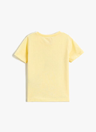 Koton Sarı Kız Bebek Bisiklet Yaka Kısa Kollu Baskılı T-Shirt 3SMG10010AK
