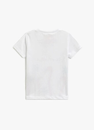 Koton Beyaz Kız Bebek Bisiklet Yaka Kısa Kollu Baskılı T-Shirt 3SMG10014AK