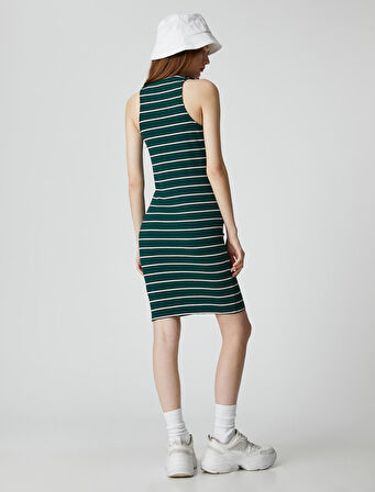Midi Elbise Kolsuz Bodycon Halter Yaka Dar Kesim