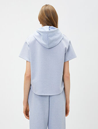 Kısa Kollu Sweatshirt Kapüşonlu