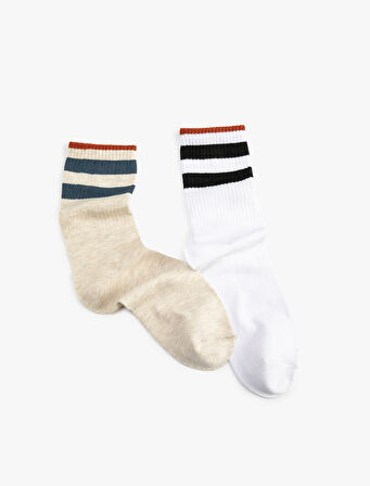 2'li Soket Çorap Seti Slogan Baskılı