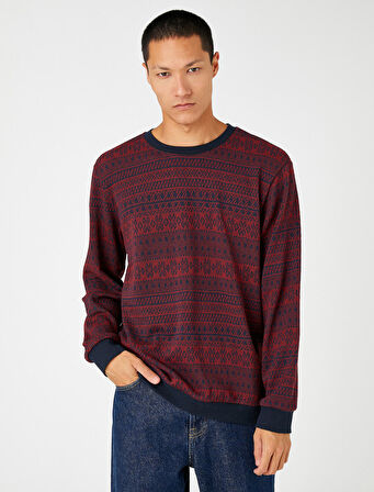 Basic Jakarlı Kazak Bisiklet Yaka Uzun Kollu 